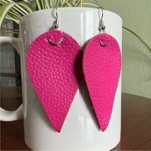 NWT Pink Petal Shaped Faux Leather Earrings